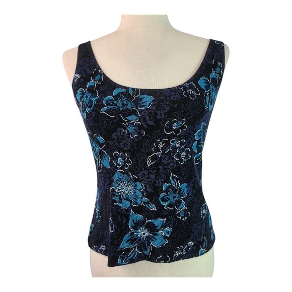 Alex Evenings Black Blue Lavender Silver 2 Piece Tank Top Shirt Set Small Petite - Picture 2 of 5